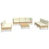 Image de Salon de jardin Vidaxl bois massif beige 8 pieces 63.5 x 63.5 x 62.5 8 personnes