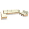 Image de Salon de jardin modulable Vidaxl bois massif beige 8 pieces x 63.5 x 62.5 8 personnes