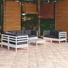 Image de Salon de jardin modulable VIDAXL bois blanc 8 pieces x 63.5 x 62.5 8 personnes