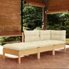 Image de Salon de jardin modulable vidaxl 3 pieces bois massif beige x 63.5 x 62.5 cm 3 personnes