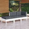 Image de Salon de jardin modulable Vidaxl gris 3 personnes bois x 63.5 x 62.5 cm 3 pieces