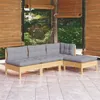 Image de Salon de jardin modulable Vidaxl gris 4 personnes 4 pieces x 63.5 x 62.5 cm bois massif