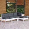 Image de Salon de jardin modulable Vidaxl bois massif 4 personnes 4 pieces x 63.5 x 62.5 cm gris