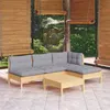Image de vidaXL Bois de Pin Massif Salon de Jardin 5 pcs avec Coussins Mobilier de Patio Meubles d'Extérieur Mobilier de Jardin 3096303