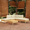 Image de vidaXL 6-delige Loungeset met cràmekleurige kussens grenenhout3096316