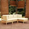 Image de Salon de jardin modulable Vidaxl beige bois 4 pieces x 63.5 x 62.5 cm 4 personnes