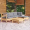 Image de vidaXL Bois de Pin Massif Salon de Jardin 5 pcs avec Coussins Mobilier de Patio Meubles d'Extérieur Mobilier de Jardin 3096351