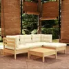 Image de Salon de jardin modulable vidaxl bois beige 5 personnes 63.5 x 63.5 x 28.5 5 pieces