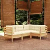 Image de vidaXL Bois de Pin Massif Salon de Jardin 4 pcs avec Coussins Mobilier de Patio Meubles d'Extérieur Mobilier de Jardin 3096370