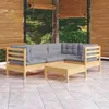 Image de vidaXL Bois de Pin Massif Salon de Jardin 5 pcs avec Coussins Mobilier de Patio Meubles d'Extérieur Mobilier de Jardin 3096375
