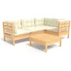 Image de Salon de jardin modulable Vidaxl bois massif beige 5 pieces x 63.5 x 62.5 5 personnes