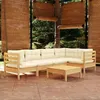 Image de Salon de jardin modulable Vidaxl bois beige 5 pieces x 63.5 x 62.5 6 personnes
