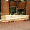 Image de Salon de jardin modulable Vidaxl beige 6 pieces bois 63.5 x 60 x 62.5 cm 6 personnes