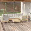 Image de Salon de jardin modulable Vidaxl 7 personnes bois 7 pieces x 63.5 x 28.5 cm beige