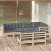 Image de vidaXL Salon de jardin 7 pcs avec coussins gris bois de pin massif 3096441