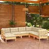 Image de vidaXL Bois de Pin Massif Salon de Jardin 7 pcs avec Coussins Mobilier de Patio Meubles d'Extérieur Mobilier de Jardin 3096562