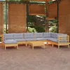 Image de vidaXL Bois de Pin Massif Salon de Jardin 9 pcs avec Coussins Mobilier de Patio Meubles d'Extérieur Mobilier de Jardin 3096664