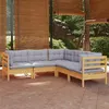 Image de vidaXL Bois de Pin Massif Salon de Jardin 5 pcs avec Coussins Mobilier de Patio Meubles d'Extérieur Mobilier de Jardin 3096670