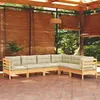 Image de Salon de jardin Vidaxl bois beige 6 pieces x 63.5 x 62.5 6 personnes