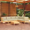Image de Salon de jardin modulable Vidaxl beige bois 7 pieces x 63.5 x 28.5 cm 7 personnes