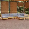 Image de Salon de jardin Vidaxl bois massif gris 9 pieces x 63.5 x 62.5