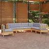 Image de vidaXL Salon de jardin 7 pcs avec coussins gris bois de pin solide 3096718
