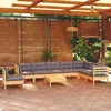 Image de Salon de jardin Vidaxl gris bois massif 9 personnes x 63.5 x 28.5 cm 9 pieces
