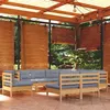 Image de vidaXL Salon de jardin 9 pcs avec coussins gris bois de pin solide 3096742