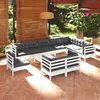 Image de Salon de jardin Vidaxl bois massif gris 11 pieces 63.5 x 63.5 x 28.5 11 personnes