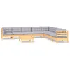 Image de Bois massif Vidaxl salon de jardin modulable 9 pieces 9 personnes x 63.5 x 62.5 gris