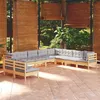 Image de vidaXL Salon de jardin 10 pcs avec coussins gris bois de pin solide 3096838