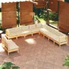 Image de vidaXL Bois de Pin Massif Salon de Jardin 11 pcs avec Coussins Mobilier de Patio Meubles d'Extérieur Mobilier de Jardin 3096851