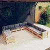 Image de vidaXL Salon de jardin 11 pcs avec coussins gris bois de pin solide 3096922