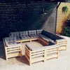 Image de vidaXL Salon de jardin 11 pcs avec coussins gris bois de pin solide 3096934