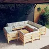 Image de Salon de jardin modulable Vidaxl bois massif beige 12 pieces x 63.5 x 62.5 12 personnes