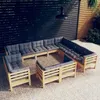 Image de vidaXL Salon de jardin 12 pcs avec coussins gris bois de pin solide 3096946