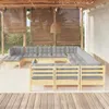 Image de vidaXL Bois de Pin Massif Salon de Jardin 13 pcs avec Coussins Mobilier de Patio Meubles d'Extérieur Mobilier de Jardin 3097072