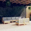 Image de vidaXL Bois de Pin Massif Salon de Jardin 9 pcs avec Coussins Mobilier de Patio Meubles d'Extérieur Mobilier de Jardin 3097102