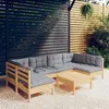 Image de Salon de jardin modulable Vidaxl bois gris 7 pieces x 63.5 x 62.5 6 personnes