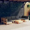 Image de vidaXL Salon de jardin 8 pcs avec coussins, gris Bois de pin massif