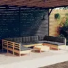 Image de vidaXL Salon de jardin, 10 pcs avec coussins, gris Bois de pin massif