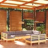 Image de vidaXL 10-delige Loungeset met grijze kussens massief grenenhout3097204