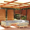 Image de vidaXL Salon de jardin 12 pcs avec coussins gris bois de pin massif 3097222