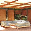 Image de vidaXL Salon de jardin 13 pcs avec coussins gris Bois de pin massif, 60 x 60 x 5 cm, Gris, Bois de pin solide