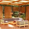 Image de vidaXL Salon de jardin 10 pcs avec coussins gris Bois de pin massif, 63.5 x 63.5 x 28.5 cm, Gris, Bois de pin solide
