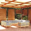 Image de vidaXL Salon de jardin 12 pcs avec coussins gris bois de pin massif 3097270