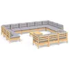 Image de Salon de jardin modulable Vidaxl bois gris 4 pieces 13 personnes
