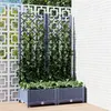 Image de vidaXL Jardinière avec Treillis, Bac à Fleurs, Pot à Plantes, Boîte à Fleurs Jardin Terrasse Patio Extérieur, Bleu Gris 318250