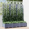 Image de vidaXL Jardinière avec Treillis, Bac à Fleurs, Pot à Plantes, Boîte à Fleurs Jardin Terrasse Patio Extérieur, Bleu Gris 318252