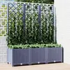 Image de vidaXL Jardinière avec Treillis, Bac à Fleurs, Pot à Plantes, Boîte à Fleurs Jardin Terrasse Patio Extérieur, Bleu Gris 318253